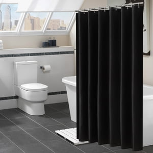 COFEST Rideau de douche pour salle de bain Rideau de Douche moderne Hiver dans le bain 71x71 Ensemble de rideaux de douche longue inches noir