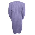 thumbnail image 5 of Robe Tricotée à Manches Longues pour Femmes Motif Crochet Unie Côtelée Robe Décontractée, 5 of 5