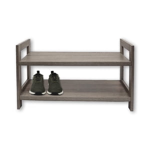 ITY International - 2 Niveau MDF Sac à chaussures, 27,5"x10,62"x15,75", Taupe Gray