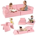 thumbnail image 1 of Gymax 8 Pcs Kids Play Couch Convertible Sectional Floor Sofa w/Removable Suede Cover, 1 of 10