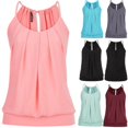thumbnail image 4 of Débardeur Camisole Femme Été Tendance Col Ample Sans Manches Décontracté Basique Rouge Vin TG, 4 of 4