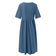 thumbnail image 4 of HXWCHs Robe à Étages pour Femme en Mélange de Lin, Robe Décontractée à Manches Courtes avec Poches Latérales Bleu Ciel XXXXXL, 4 of 5