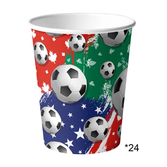 Paper Soccer Themed Party Paper Cups And Tableware For Creating A Soccer Atmospheres And Soccer Patterned Paper Cups 24 Pack 3 Inches