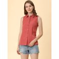 thumbnail image 2 of INSPIRE CHIC Chemise Sans Manches à Col Pointu à Simple Boutonnage pour Femme P Rose Foncé, 2 of 6
