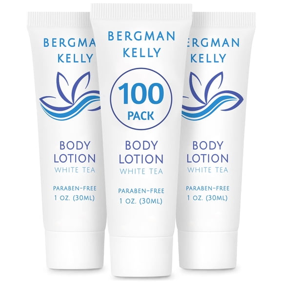 BERGMAN KELLY - Travel Size Lotion - 1 fl oz, 100 PK, White Tea - Delight Your Guests with Invigorating and Refreshing Body Lotion - Quality Mini and