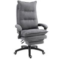 thumbnail image 1 of Vinsetto Chaise de Bureau Pivotante à 360° à Hauteur Réglable, Fauteuil Inclinable en Tissu Style Lin avec Repose-Pieds Rétractable et Double Rembourrage, Gris, 1 of 10