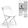 thumbnail image 1 of Metal Folding Chairs 6 Pack, Portable Stackable Seat with Steel Frame and Comfortable Seating, Foldable Party Chair Set for Office, Waiting Room, Party, White (Plastic-White, 6 Pack), 1 of 9