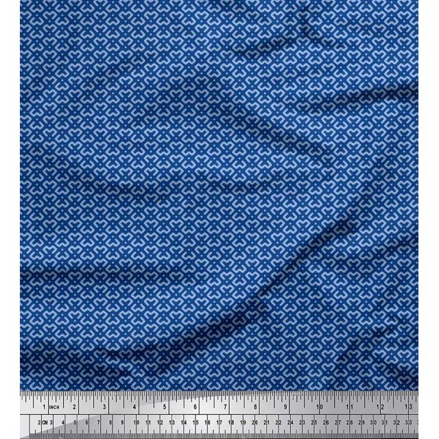 Soimoi Poly Georgette Fabric Dot & Geometric Small Decor Fabric Printed Yard 42 Inch Wide