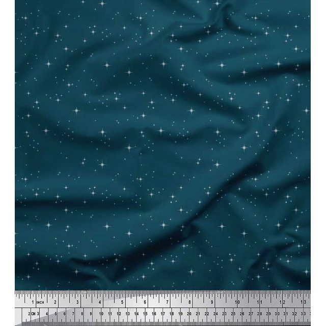 Soimoi Poly Georgette Fabric Stars Shirting Decor Fabric Printed Yard 42 Inch Wide