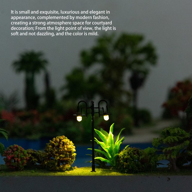Model Lamppost Scaled 1:200 Home Micro Building Layout Decorations LED Railway Light Crafts Track Lamp Sand Scenery Toys Gray(1:200)(Warm)