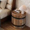 thumbnail image 3 of Tribesigns Barrel Side Table with Hidden Storage, 19.68" Round Rustic End Table with Removable Lid, Bedside Nightstand for Living Room (1PCS, Brown), 3 of 8