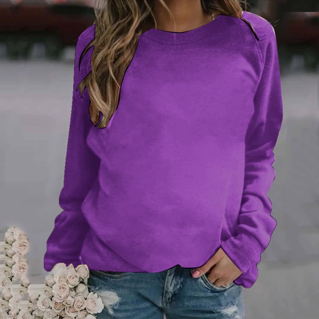 Qertyioot Chandails à Manches Longues pour Femmes, Mode Chandail Décontracté à Col Rond pour Femmes, Hauts Blouse