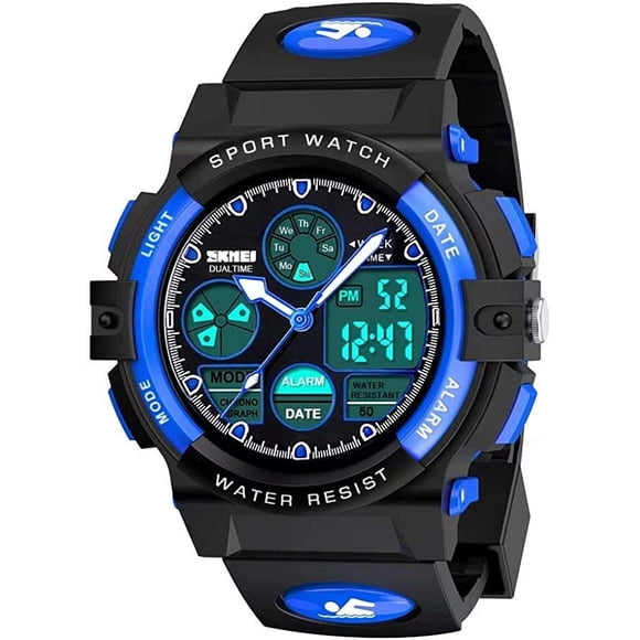 Kids Digital Sports Watch, Boys Girls Waterproof Sports Outdoor Watch Kids Leisure Electronic Analog Quartz Watch with Alarm Stopwatch robin blue