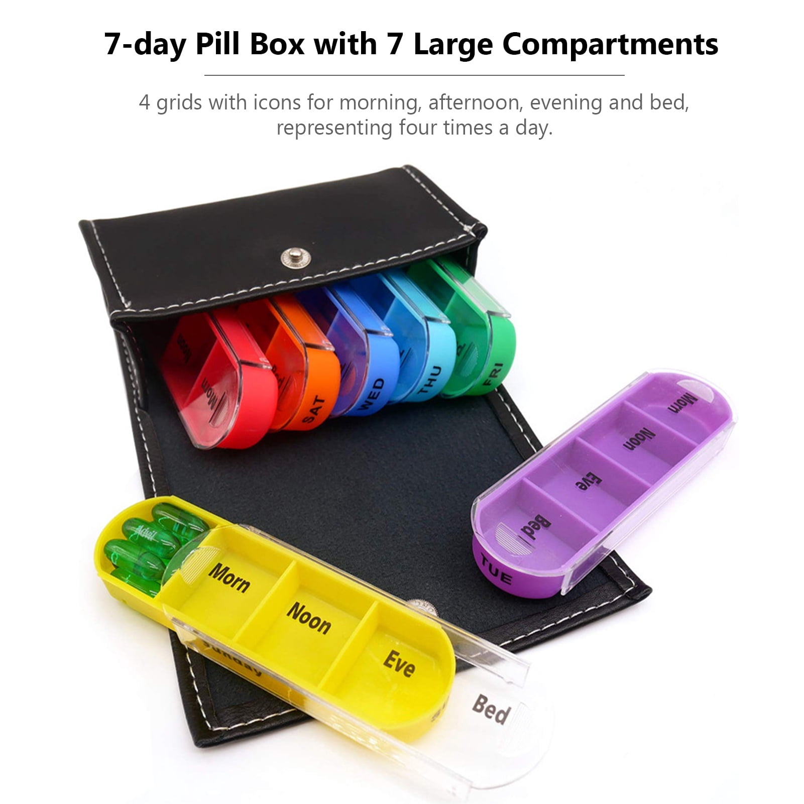Container,Pill Pill Box Pill Box 7 Pill Container Portable Pill Medicine 7 Day Pill Medicine Portable Container Fish 7 Pill Container Box 7 Day Pill Qisuo Pill Siuke Wyan