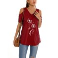 thumbnail image 1 of Innerwin T-shirt à Manches Courtes pour Femme T-shirt de Travail Imprimé Pissenlit T-shirt Ample Rouge Vin TTG, 1 of 4