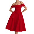 thumbnail image 1 of Women's Sexy Strapless Backless Dress - Deep V Neck, Ruffle Sleeves, Tie-Back Design, Solid Color Party Evening Dress, 1 of 4