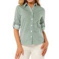 thumbnail image 1 of INSPIRE CHIC Chemise à Col à Revers pour Femme, Boutonnée, Manches Longues Retroussables, 1 of 6