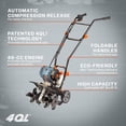 thumbnail image 2 of SENIX TL4QL-L1 10" 43cc 4-Cycle Gas Powered Front-Tine Walk Behind Tiller, 6 Forward Rotating Tines, 2 of 14