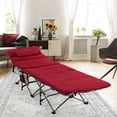thumbnail image 2 of Costway Lit de Camp de Voyage Pliant et Rétractable avec Matelas Amovible et Sac de Transport Rouge, 2 of 10
