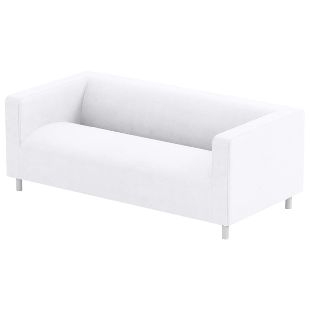 The Klippan Loveseat Cover Replacement, custom made for IKEA Klippan loveseat, shown in a clean white polyester fabric. This slipcover is tailored to fit the Klippan loveseat precisely, with a snug and seamless appearance. The loveseat is not included in the package.