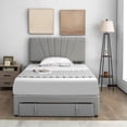 thumbnail image 3 of Gymax Full Upholstered Bed Frame Platform Bed with Drawer & Adjustable Headboard Grey, 3 of 10