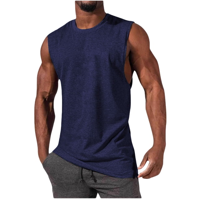 Timegard Tank Tops Men Solid Color Crewneck Basic Tee Comfy Sleeveless Fitting Casual Shirts Top Athletic