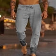 thumbnail image 1 of Pants for Men, Mens Solid Color Drawstring Fashionable Casual Pants Full Length Pants, 1 of 6