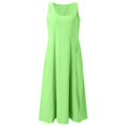 thumbnail image 2 of Kcodviy Robe Femme Couleur Unie Ronde en Soie à Col en V Poches au Cou Décontractée Longue Maxi Robe Quotidienne Robe Débardeur, 2 of 6