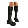 thumbnail image 3 of QHFBli Low Heel Tall Boots Elevated Knee High Riding Boots With Platform Sole and Rear Zipper Closure for Fall Winter Fashion Comfortable Footwear, 3 of 8