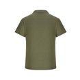 thumbnail image 4 of Fridja Chemise Habillée pour Homme d'Été, Couleur Unie, Col Rabattu, Manches Courtes, Imprimée Performance, Boutonnée, Chemise de Jeu de Quilles Décontractée pour Usage Quotidien (Vert Armée, 3TG), 4 of 5