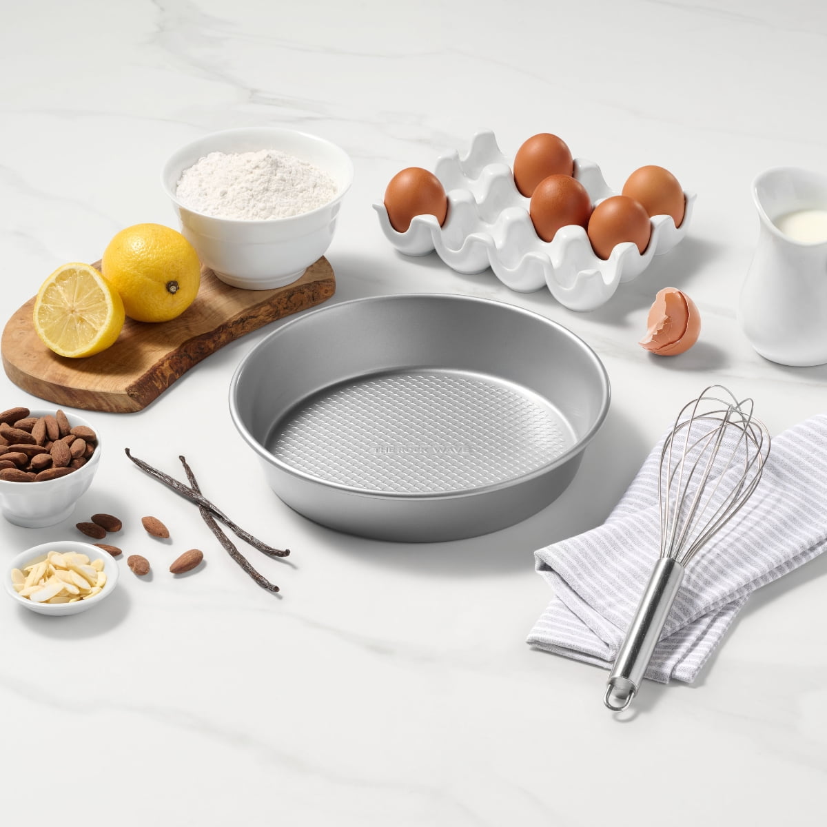 The Rock Wave Round Cake Pan, 9" (23cm) Diameter, Heavy Gauge Carbon Steel Construction, Non-Stick, No PFAS, No PFOA