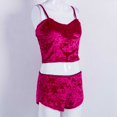 thumbnail image 4 of Women 2PCS Lingerie Set Slim Solid Sling Crop Top Short Elastic Band Pants, 4 of 7