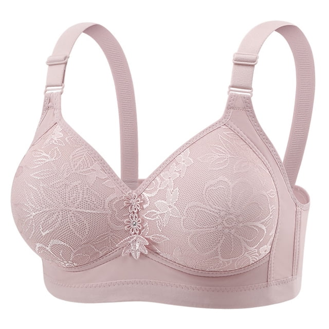 Bocqde Women's Plus Size Bra Embroidery Comfortable Breathable No Underwire Push Up Bra Full Coverage Soft Support Bralettes