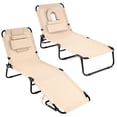 thumbnail image 1 of Costway Lot de 2 Chaises Longues de Plage avec Ouverture pour le Visage, Coussins et Dossier Réglable, 1 of 10