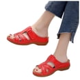 thumbnail image 1 of Womens Orthopedic Slippers Walking Slip on Sandals Comfortable Leather Wide Open Toe Platform Wedge Slides, 1 of 6