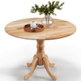 thumbnail image 1 of Costway Rustic Dining Table Wooden Dining Table with Round Tabletop & Curved Trestle Legs Natural, 1 of 10