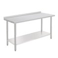 thumbnail image 1 of Table de Préparation en Acier Inoxydable NSF Robuste - 60x24x35 Pouces - Tablette Inférieure Réglable, Crochets pour Outils, Bord Droit, Sans Roulettes, Baffle Arrière, pour Restaurant et Entrepôt, 1 of 6