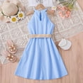 thumbnail image 4 of AJIWYH Robe de la Saint-Valentin pour Filles, Robe pour Enfants Couleur Unie à Tour de Cou, Collection Taille, Robe Bleu Pâle pour 7-8 Ans, 4 of 6