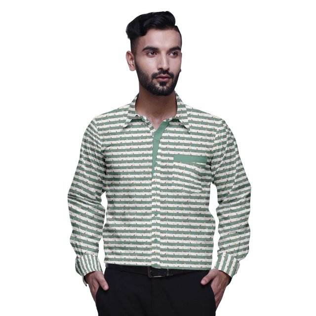BESTMAN Chemise Décontractée Imprimée pour Hommes Coupe Ajustée à Boutons Manches Longues