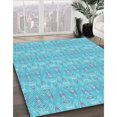 thumbnail image 3 of Ahgly Company Tapis d'Intérieur Ronds Transitionnels Bleus Lavables à la Machine, 7 Pieds Rond, 3 of 7