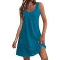 thumbnail image 1 of biudgviw Robe Débardeur Midi pour Femme Été Col en V Sans Manches Ligne A Robe T-Shirt Décontractée Ample Robes d'Été avec Poche, 1 of 7