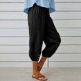thumbnail image 4 of DPTALR Women Summer Casual Loose Bandage Button Pocket Solid Trousers Capris Pants, 4 of 9