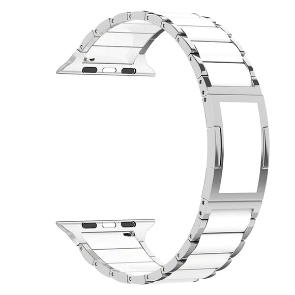 MaKTech Bracelet en Acier Inoxydable à Fini Façon Céramique pour Apple Watch, Bracelet Métallique Effilé à Dégagement Rapide 3 Pcs pour iWatch Series 11/10/9/8/7, Ultra 3/2, SE 3/2 [2025] (46mm/45mm/44mm/49mm, Argent)