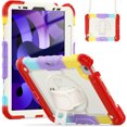 thumbnail image 2 of XYX For iPad Air 5th/4th Generation 10.9 inch 2022/2020 Case, 360 Rotating Shockproof Cover with Stand, Screen Protector, Shoulder Strap, Rainbow Red, 2 of 7