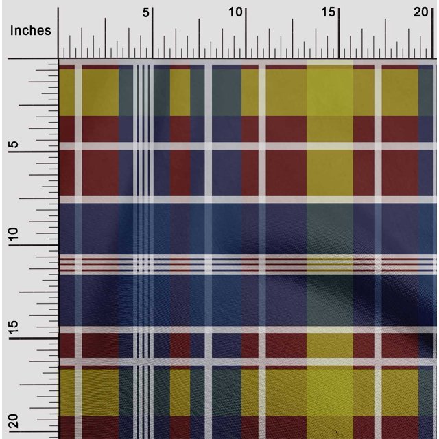 oneOone Cotton Poplin Fabric Madras Check Print Sewing Fabric BTY 42 Inch Wide