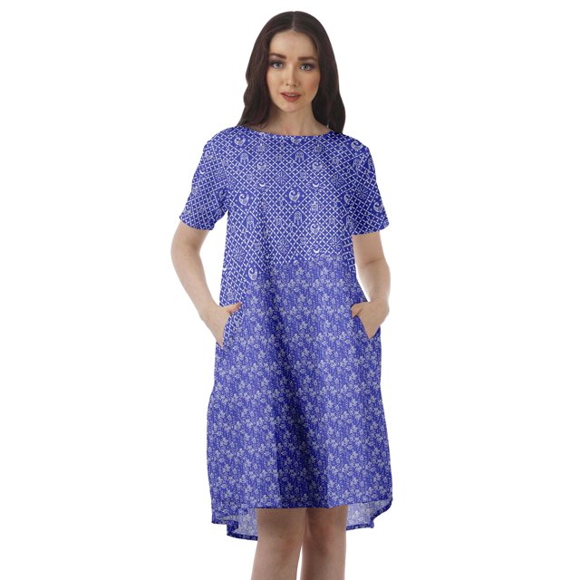 Moomaya Printed Loose A-Line Dress With Pockets Short Sleeve Dresses Women