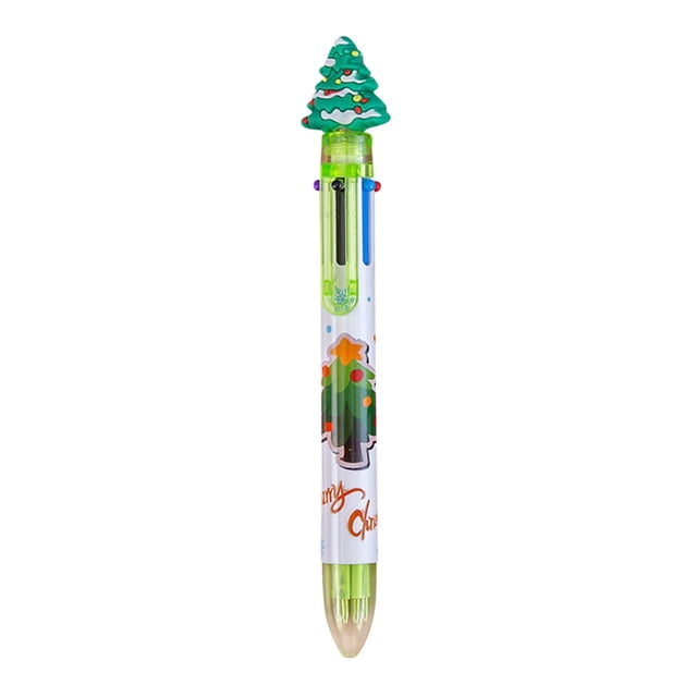 EGNMCR Pens 6 Color Christmas Ballpoint Pen Push Type Color Multifunction Marker 2ML Ballpoint Pen