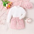 thumbnail image 2 of Penkiiy Ensemble Jupe 3 Pcs pour Tout-Petites Filles Tenue d'Automne Hiver pour Filles Robe Douillette Ensemble de Vêtements avec Béret 5-6 Ans Rose, 2 of 9