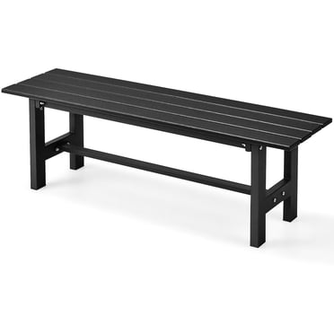 Gymax Outdoor HDPE Bench w/ Metal Frame 47'' x 14'' x 16'' for Yard Garden Black