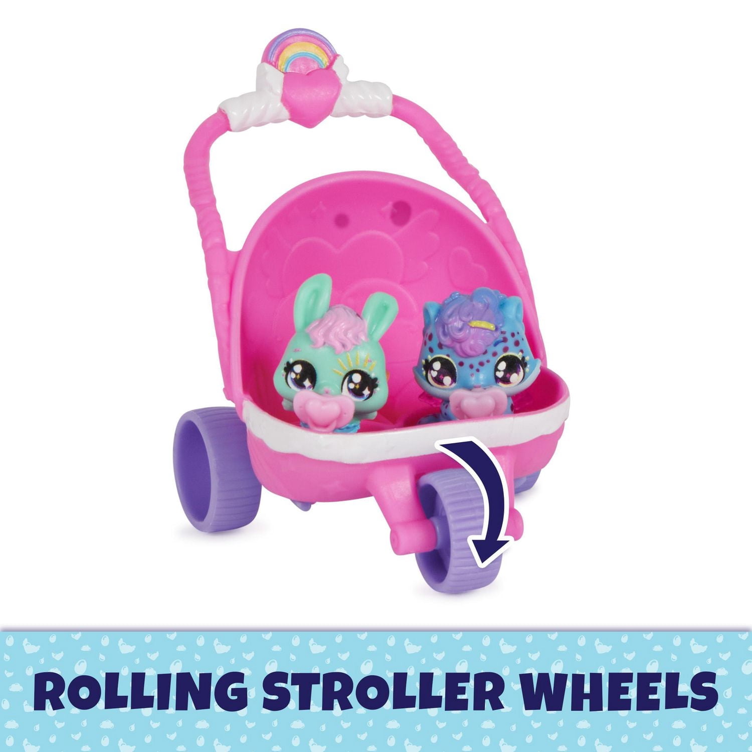 Hatchimals Alive, Hatch N' Stroll Playset avec poussette et 2 mini figurines dans des œufs qui éclosent tout seuls, jouets pour enfants pour filles et garçons, à partir de 3 ans